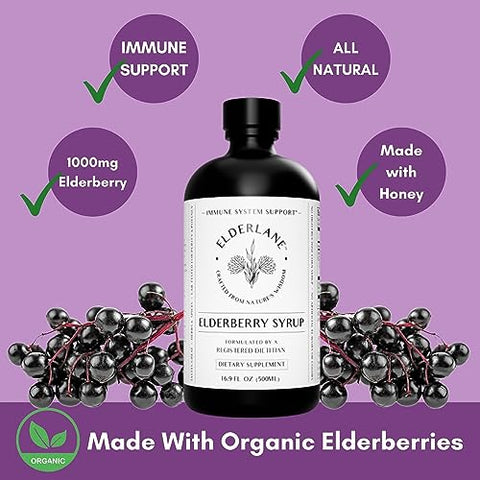 Elderlane - Xarope de Sabugueiro Elderberry Shots – Suporte Imunológico para Crianças – Marca Elderberry – 100ml