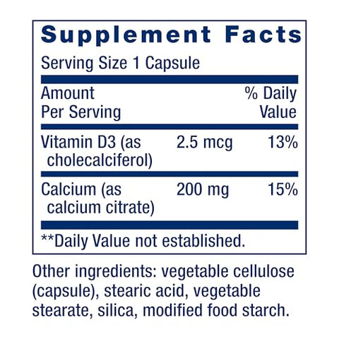 Cálcio Citrato com Vitamina D, Cálcio Super-absorvível para Apoiar a Saúde Óssea Ótima, Sem Glúten, Não-OGM, 200 Cápsulas - Life Extension