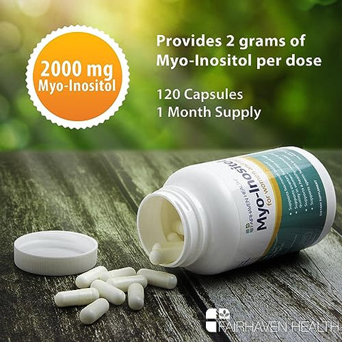 Myo-Inositol 2000mg | Suplemento para Fertilidade Masculina e Feminina e Equilíbrio Hormonal | Vitamina B8 | Cápsulas de Pó de Inositol | Livre de Glúten, Laticínios e Soja | - Fairhaven Health