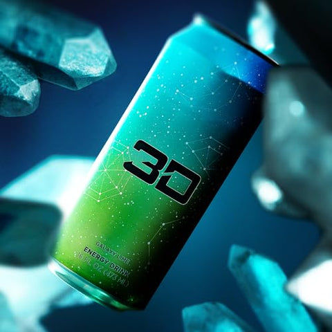 Energy Galaxy Lime | Bebida Energética Sem Açúcar | Energia Pré-Treino | 200mg Cafeína com Taurina e L-Carnitina | 473ml | Pack com 12 | Azul - 3D