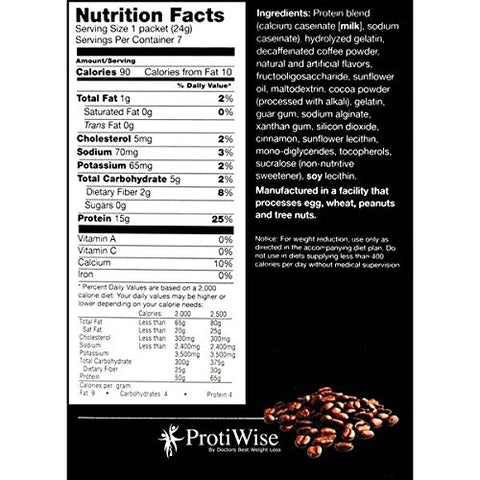 Bebida Dietética de Alta Proteína | Cappuccino | Baixa Caloria, Baixo Teor de Gordura, Sem Açúcar (7/Box) - ProtiWise