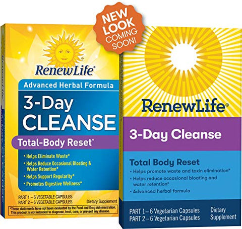 Adult Cleanse Total Body Reset: Fórmula Herbal Avançada – Programa 3 Dias 2 Partes – Sem Glúten, Laticínios - Renew Life