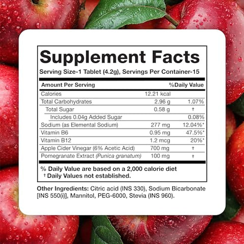 PLIX - THE PLANT FIX - PLIX Tabletes Efervescentes de Vinagre de Maçã com A Mãe, 700mg ACV com VIT B12, B6, Pacote com 4 | Vegano, Sem Açúcar Adicionado, Não-OGM