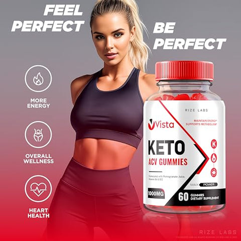 rize labs - Vista Keto ACV Gummies 1000mg – Perda de Peso Avançada com Vinagre de Maçã e Vitaminas – 60 Gummies
