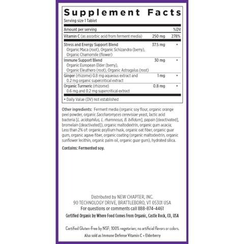 Fermented Activated C Complex – Rico em Vitamina C para a Saúde Imunológica – Proteção do Colágeno e Suporte Adrenal – Feito com Ervas Orgânicas – Não-OGM – 180 Comprimidos - New Chapter