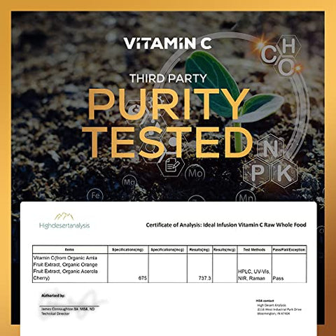 Complexo de Vitamina C Ideal Infusion: 100% Extraído de Laranjas e Acerola com Bioflavonoides Naturais – 60 Porções