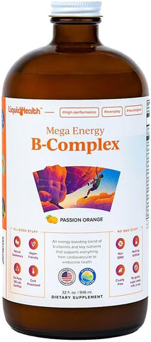 Mega Energy B-Complex Líquido – Aumente a Energia, Alivie o Estresse – Vitaminas Líquidas para Adultos - LIQUIDHEALTH