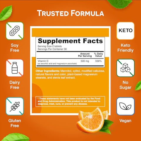 Vitamina C 500 mg, Dissolvível, Sem Açúcar, 1 Mês de Fornecimento - EZ Melts