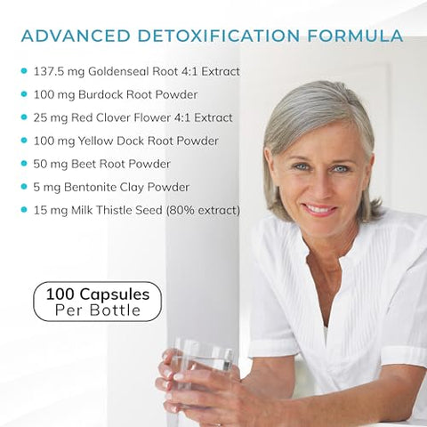 LA Cleanse - Detoxificador Flush Suplemento Detox – 100 Cápsulas – 137,5 mg Raiz de Hydrastis canadensis com Pó de Raiz de Arctium lappa, Raiz de Rumex crispus