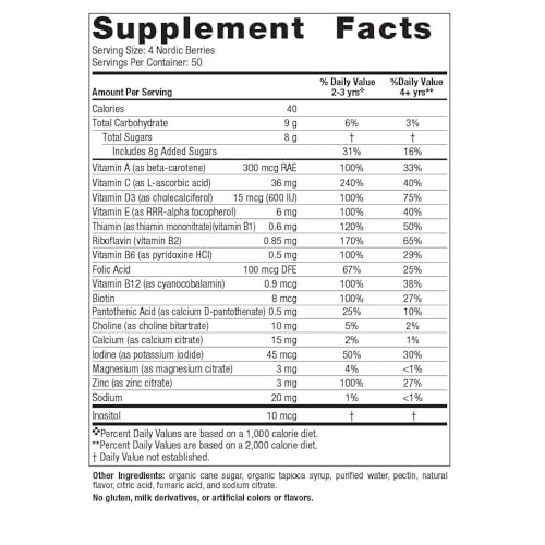 Nordic Berries Citrus – 200 Gummy Berries – Multivitamina saborosa para crianças a partir de 2 anos – Crescimento, Desenvolvimento, Bem-estar ótimo – Não-OGM, Vegetariano – 50 Porções - Nordic Naturals