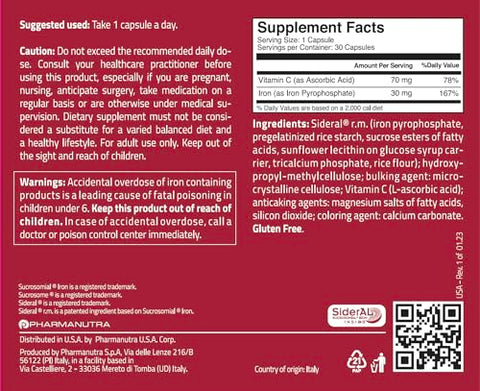 SiderAL® Forte da PHARMANUTRA: Suplemento de Ferro Sucrosomial® – Fórmula Forte em ml/g