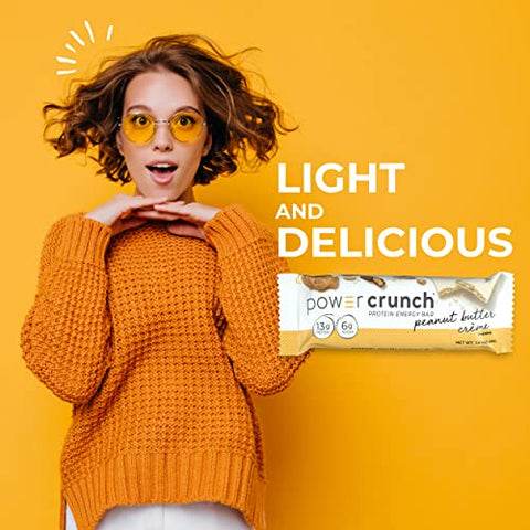 Barras de Wafer de Proteína, Snacks de Alta Proteína com Sabor Delicioso, Creme de Amendoim, 40g (12 Unidades) - Power Crunch