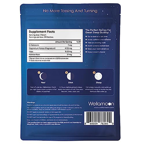 Wellamoon - Patches de Sono Original para Adultos Extra Forte | Adesivo de Sono com Melatonina Fácil de Aplicar : Original Sleep