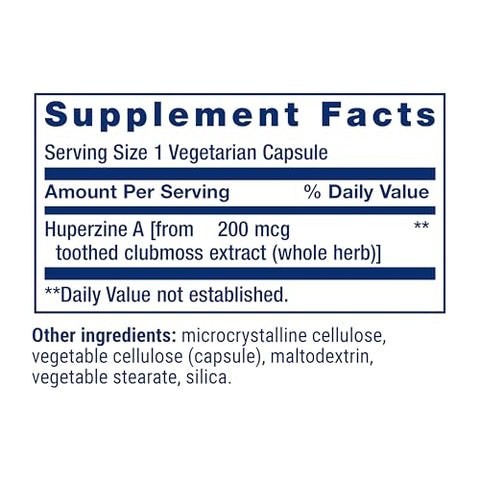 Huperzine A – Extrato de Musgo Chinês para Saúde da Memória e Cognição – 60 Cápsulas - Life Extension