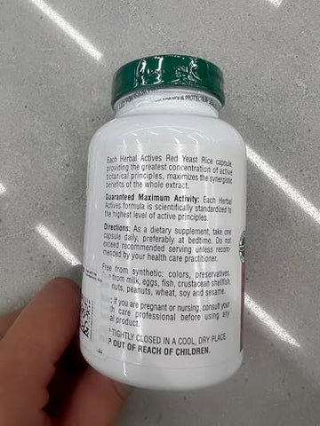Herbal Actives Red Yeast Rice – 600 mg, 120 Cápsulas Veganas – Vegetariano, Sem Glúten – 120 Porções - Natures Plus