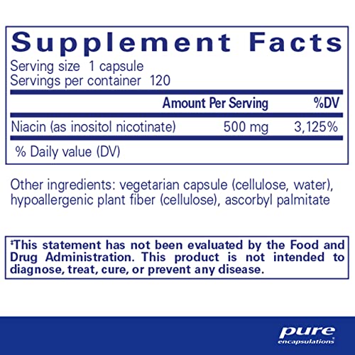 Niacitol 500 mg | Suporte para Digestão, Síntese Hormonal e Formação de Tecidos | 120 Cápsulas - Pure Encapsulations