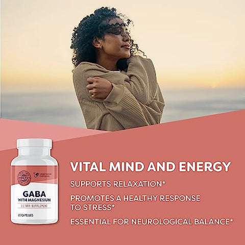 GABA com Magnésio – Suporte para o Sistema Nervoso – Promove Relaxamento – Kosher, Vegano – 100g - Vimergy