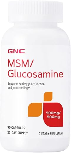 MSM/Glucosamina 500mg/500mg, 90 Cápsulas, Suporte para Função Articular e Cartilagem Articular - GNC