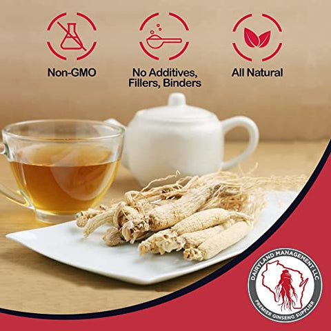Dairyland Management LLC - Chá de Ginseng Americano Dairyland 美国人参茶 (40 un) – Chá de Ginseng Premium de Wisconsin – Chá de Ginseng Americano Autêntico – Bebida de Ginseng Sem GMO e Glúten – Desfrute do Puro Chá de Ginseng