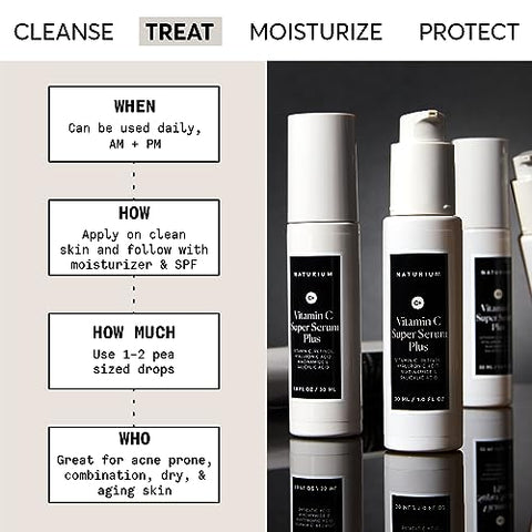 Super Serum Plus Vitamina C, Cuidado Facial Suavizante com Retinol, Ácido Hialurônico e Niacinamida – 30ml - Naturium