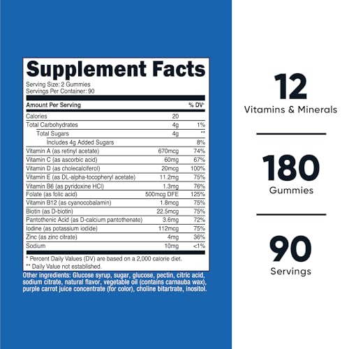 Gummies Multivitamínicos 180 Gummies (Sabor de Frutas Vermelhas) – 90 Porções, Sem Glúten, Não-OGM e Amigável para Vegetarianos - Nutricost