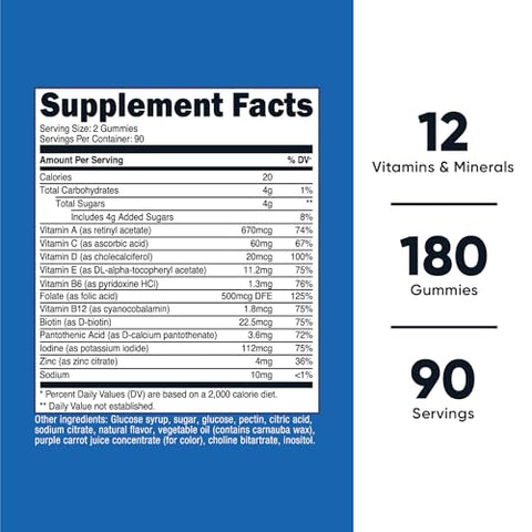 Gummies Multivitamínicos 180 Gummies (Sabor de Frutas Vermelhas) – 90 Porções, Sem Glúten, Não-OGM e Amigável para Vegetarianos - Nutricost