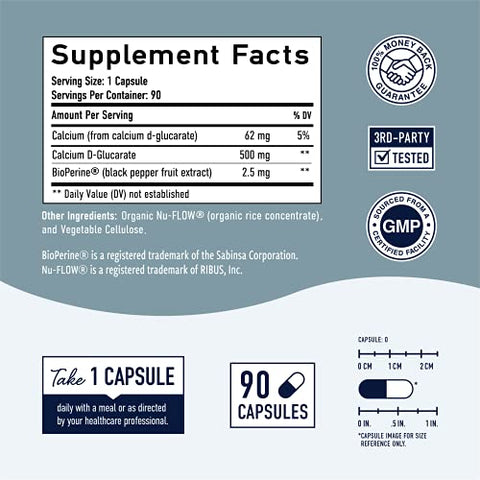 SMNutrition - Calcium D-Glucarate 500mg | CDG para Desintoxicação do Fígado