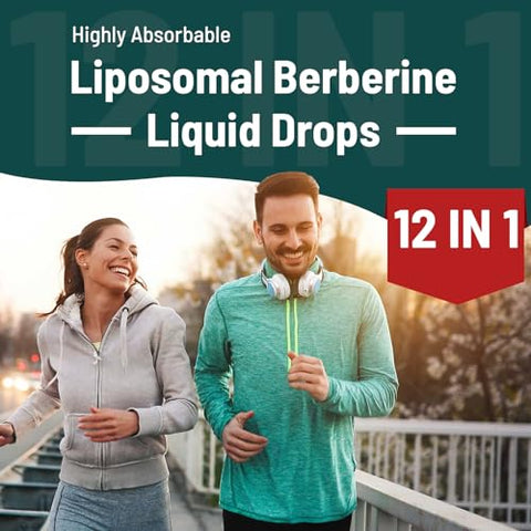 Vivaravida - Berberine HCl Drops 3000 mg – Líquido Liposomal de Berberina HCl – Ativador AMPK com Cúrcuma, Canela do Ceilão, 12 Ingredientes Naturais – 60 ml