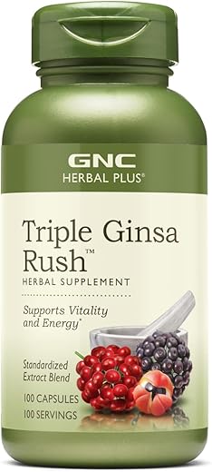 Herbal Plus Triple Ginsa Rush – 100 Cápsulas – Suporte para Vitalidade e Energia - GNC