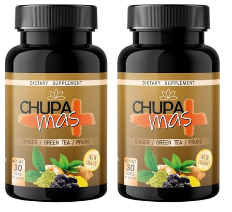 Lenico Comercializadora - ChupaMas: Cápsulas de Gengibre, Chá Verde, Ameixa, Alcachofra, Cúrcuma. 500 mg Cada