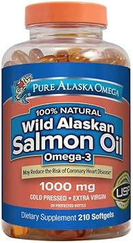 FrenchGlory - Óleo de Salmão Selvagem do Alasca Pure Alaska Omega 1000 mg, 210 Softgels – Ômega 3 de alta qualidade | Saúde e Bem-Estar