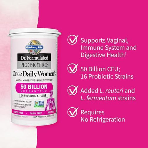 SXDWAZV - Dr. Formulated Probióticos Diários para Mulheres, 50 Bilhões UFC, 16 Cepas Probióticas com Probióticos Orgânicos para Promover a Digestão, Fortalecer o Sistema Imunológico, Sem Laticínios, 30 cápsulas