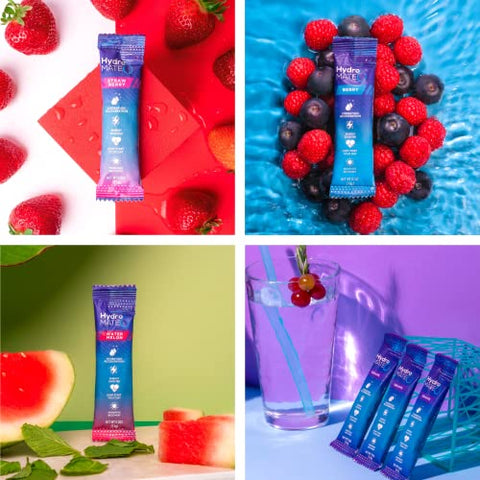 NatureWorks - Hidratante em Pó HydroMATE para Aceleração de Hidratação com Eletrólitos, Baixo Teor de Açúcar e Cafeína, Mix de Vitaminas C, Embalagem com 30 Sachês – Marca HydroMATE