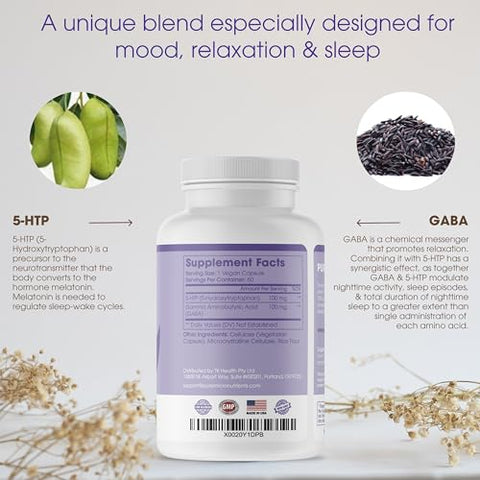 Pure Micronutrients - Pure 5-HTP (5-Hidroxitriptofano) Plus GABA – Sono e Humor – 60 cápsulas