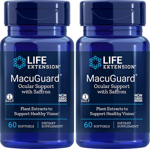 Macuguard Suporte Ocular, 60 Cápsulas (Pacote com 2) – Fórmula Avançada para a Saúde dos Olhos - Life Extension