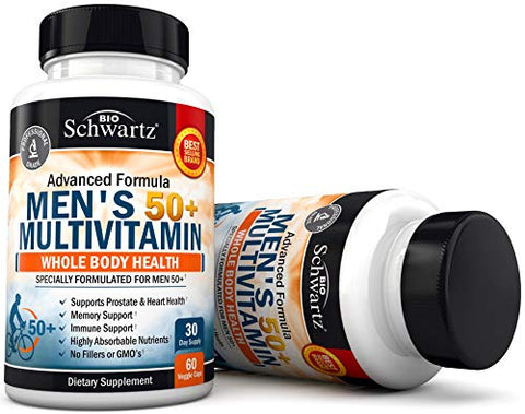 BioSchwartz - Multivitamínico Diário para Homens 50+ – Suporte à Saúde Cardíaca – com Zinco, Vitaminas A, B, C, D3, E – para Memória