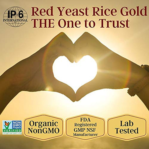 Red Yeast Rice Gold - 600 mg de Arroz Vermelho Orgânico – IP6 International – 240 Cápsulas Vegetais
