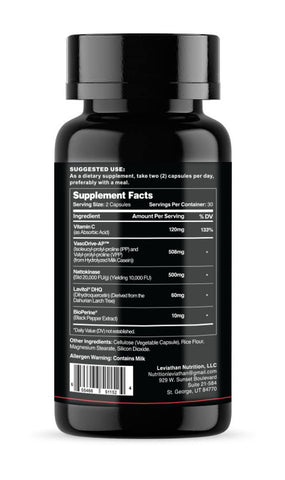 Leviathan Nutrition - Hemo Flow | Nattokinase para Óxido Nítrico | Suplemento | 60 cápsulas | 500mg | Marca Hemo Flow