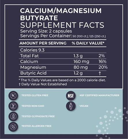 Butyrate com Cálcio – Promove a Saúde Intestinal e Metabólica | 60 cápsulas | 500mg - BodyBio