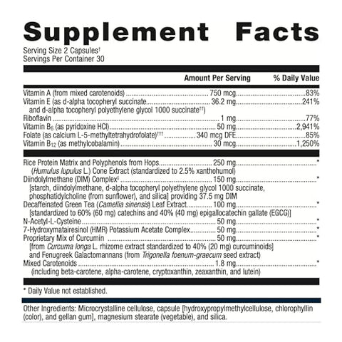 Estrofactors – Suporte ao Metabolismo de Estrogênio* – Detox de Estrogênio – com Beta-Caroteno, Curcumina - Metagenics