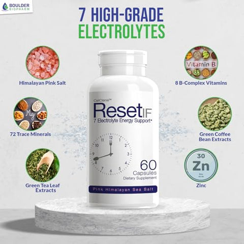 Celclene - ResetIF: Jejum Intermitente, 7 Eletrólitos Energéticos, B12 e Folate Metilados, Chá Verde – 100% Natural e Eficaz
