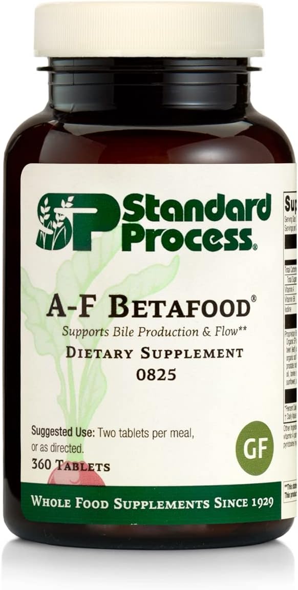 Standard Process Inc. - Standard Process A-F Betafood – Suporte ao Fígado Livre de Glúten, Metabolismo do Colesterol e Suporte à Vesícula Biliar – 360 Comprimidos com Vitamina A, Iodo e Vitamina B6