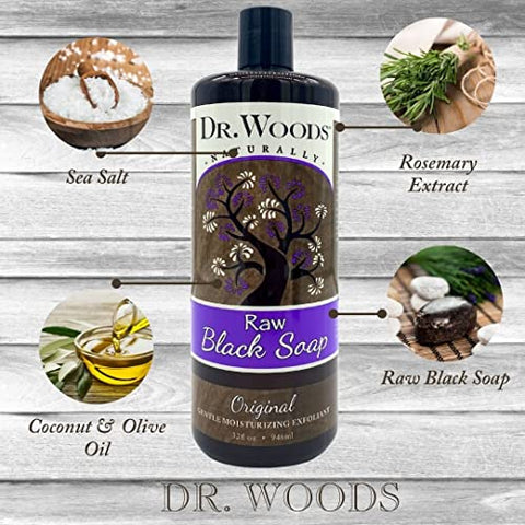 Sabonete Líquido Castela Hidratante Natural Africano Preto Cru, 32 Ounce (Pack de 3) - Dr. Woods
