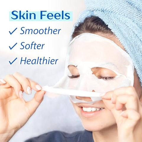 40 Pacote Máscaras Faciais Hidratantes de Colágeno Peptídeo, Máscaras Faciais Firmadoras e Clareadoras Instantâneas, Máscaras de Spa Hidratantes para Cuidados com a Pele com Ácido Hialurônico, Vitamina - Ebanel
