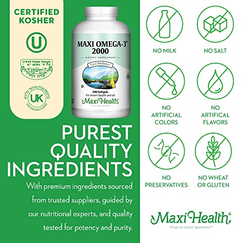 Maxi Health - Suplemento Ômega 3 – Óleo de Peixe Ômega-3 2000mg – Fonte Natural de EPA – Marca Omega