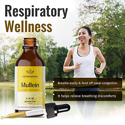 HERBAMAMA - Tintura de Folha de Verbascum – Limpeza Pulmonar – Gotas Veganas de Verbascum – Desintoxicação Pulmonar – Suporte Respiratório e Imunológico – Extrato Líquido de Suplemento Natural 120 ml