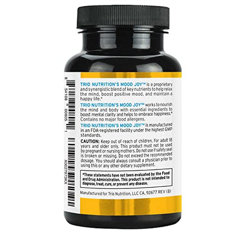 TRIO NUTRITION - Trio Mood Joy | Premium 5-HTP, Erva de São João, Ashwagandha | 60 cápsulas | 100% natural