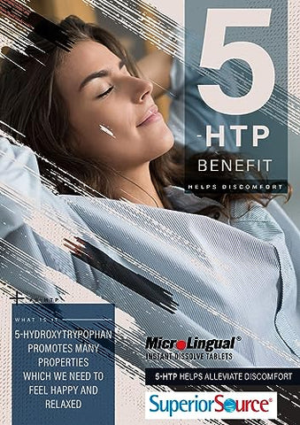 5-HTP 50 mg – Comprimidos MicroLingual de Dissolução Rápida, 60 un, Suporte Neurotransmissor, Promove Sono Repousante, Não-OGM - Superior Source
