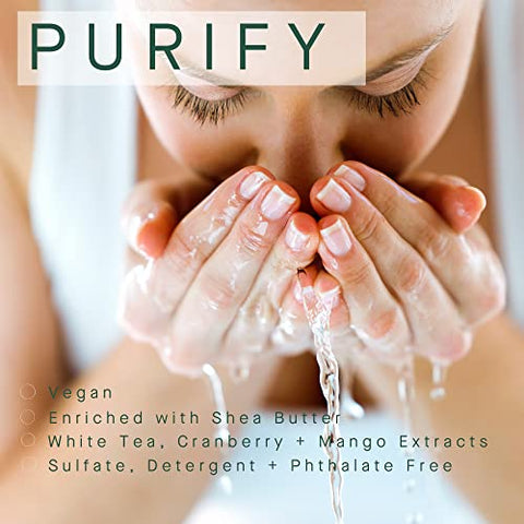 White Tea Purifying Water Based Cleanser – Limpeza Facial Suave para Pele Sensível – Esfoliante Facial, Cranberry, Yucca, Vitamina E, Aloe – Fabricado nos EUA - ARCONA