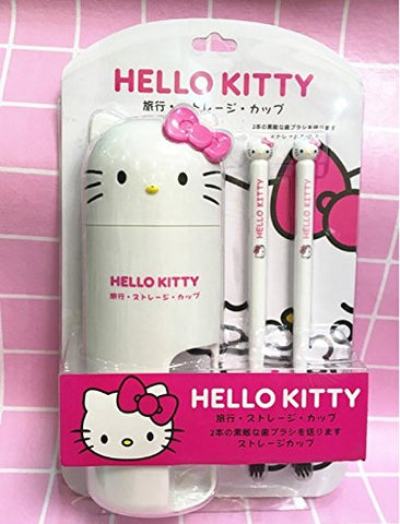 Hello Kitty Toothbrush - Conjunto Hello Kitty Escova de Dentes e Copos (Infantil a Adulto) (Branco) – Ideal para Cuidados Dentários